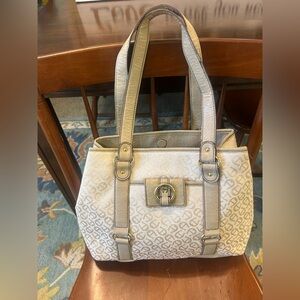 Etienne Aigner Ivory and Beige Tote